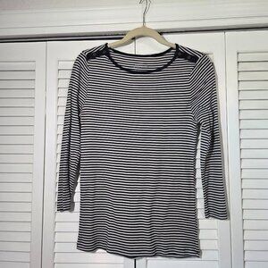 J. Crew Antique Navy White Striped Boatneck Tee Sz M